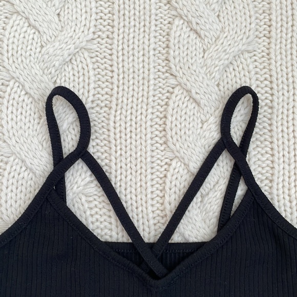 (Free When Bundled) Crisscross Spaghetti Strap Black Camisole - Picture 2 of 5